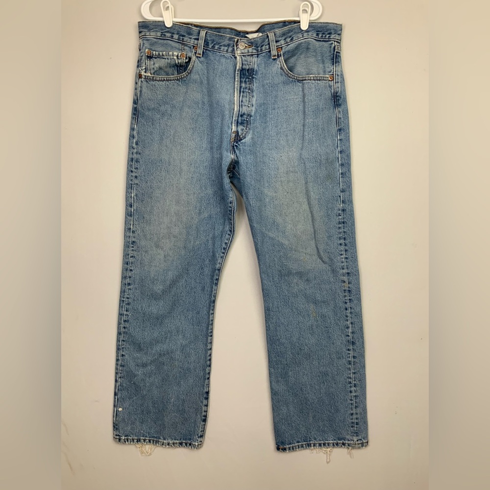 Y2K Levi's 501 Jeans Men's Sz 38x30 (36x28) Blue‎ Button Fly Denim Medium Wash